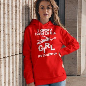 NWT hoodie graphic designed swim like a girl